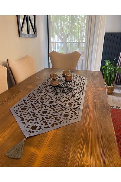 NURHAN HOME COLLECTION New Seljuk Model Smoked Color Black Tulle Table Runner