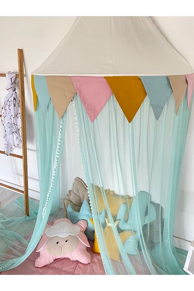 Pastelya Colorful Sectional Mosquito Net Mint Awning Children's Room
