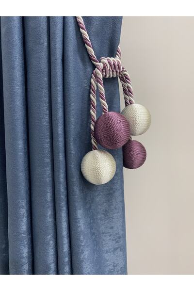 DÖRTTOP Modern Sarım 4 Toplu Braçol Kornişe Takmatik Ipli Tavan Perde Aksesuarı Mürdüm&krem