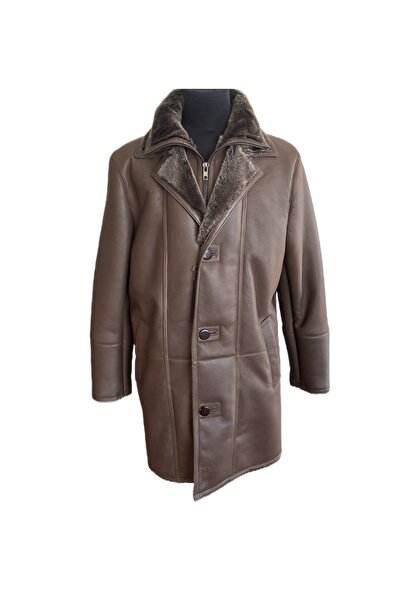 asus deri جاكوب - معطف رجالي بني من فرو الحمل الأصلي