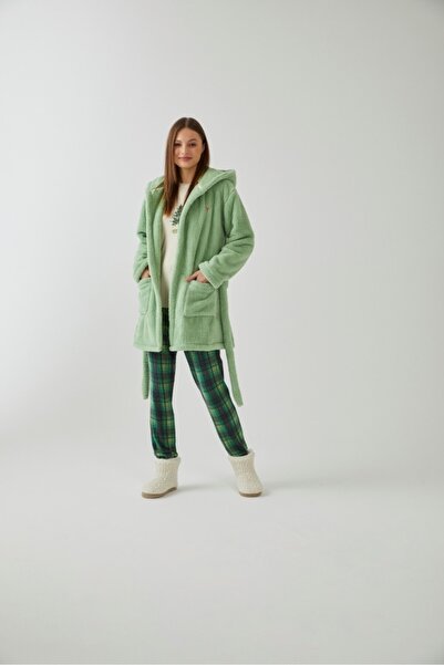 Pamuk & Pamuk Fıstık Yeşili Welsoft Sabahlık