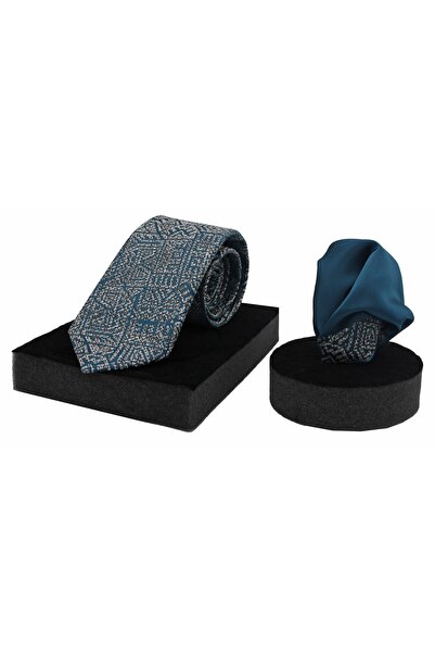 N-CHIC طقم ربطة عنق ومنديل إيطالي من الألياف الدقيقة المنسوجة حسب الطلب للرجا...