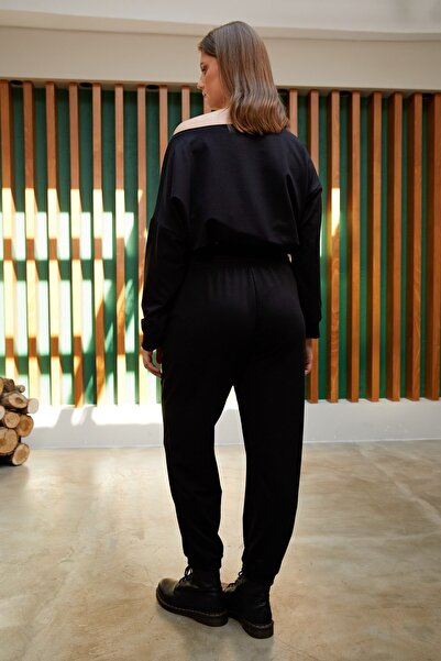 Curly Siyah Yüksek Bel Eşofman Altı