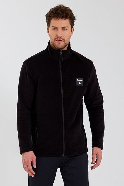 Adams Classics Ανδρικό Μαύρο Standard Fit Καθημερινό Άνετο Αθλητικό Φούτερ με φερμουάρ Fleece