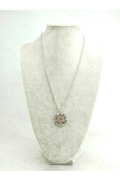 Fugusugu قلادة على شكل سلسلة شرابة مقاس 60 سم مع كائن خماسي