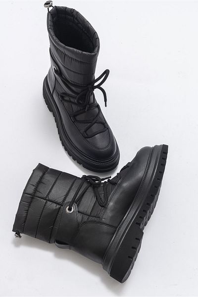 LuviShoes Weld Black Skin Damen-Schneestiefel
