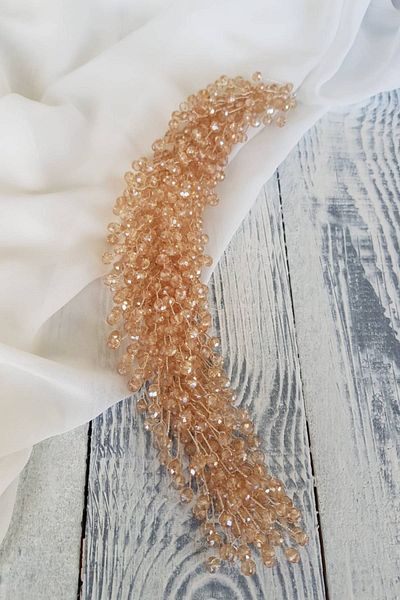 Hobigram Accesoriu pentru păr și turban lucrat manual cu cristale intense de culoare miere – Coroană, piatră de cristal, model elegant – Coroană