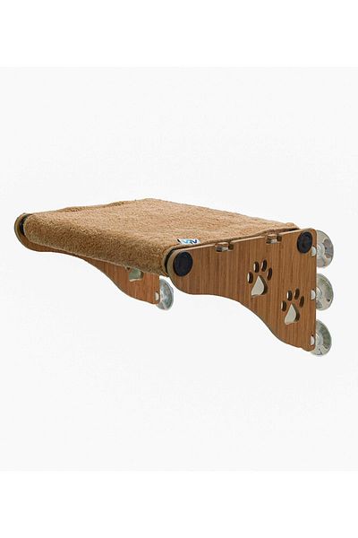 ATA HOME Large Size New Wooden Cat Bed Sticking on Glass Glass Bed Terrace with Suction Cups