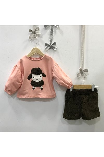 Çikoby طقم شورت طفلة خروف