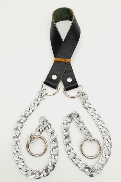 angel çanta aksesuar Single Layer Real Leather Black Silver Chain Bag Handle