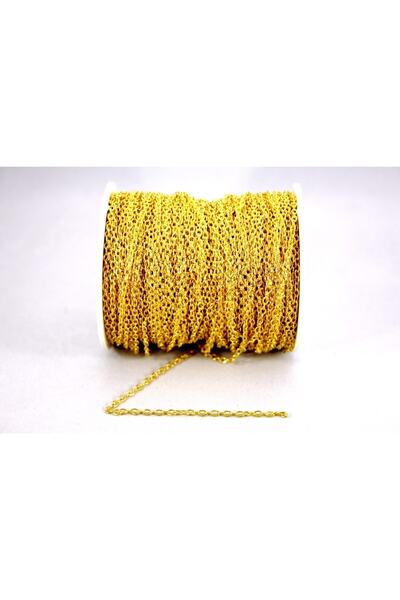 yfhobi 1 Metre - 0.60 Mm Düz Zincir, Kolye Zinciri, Takı Zinciri, Sarı Kaplama