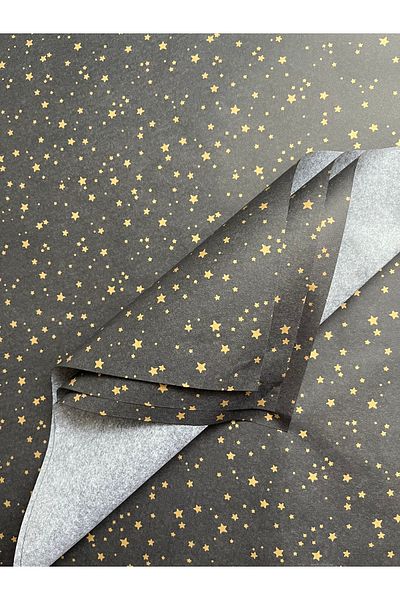 t tuğset etiket Gold Star Patterned Pelur Paper/black Pelur50x70 Cm 10pcs