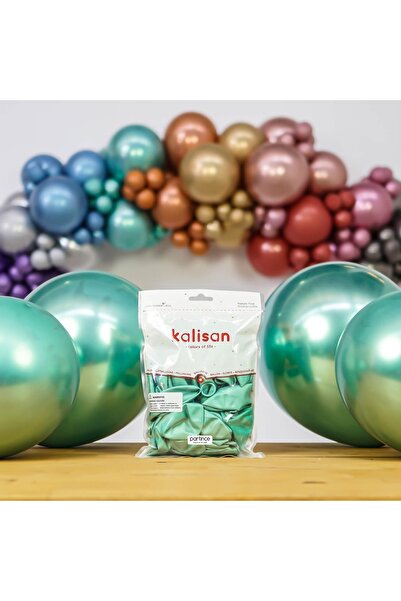 Kalisan بالون أخضر كروم مقاس 12 بوصة - عبوة من 50 قطعة