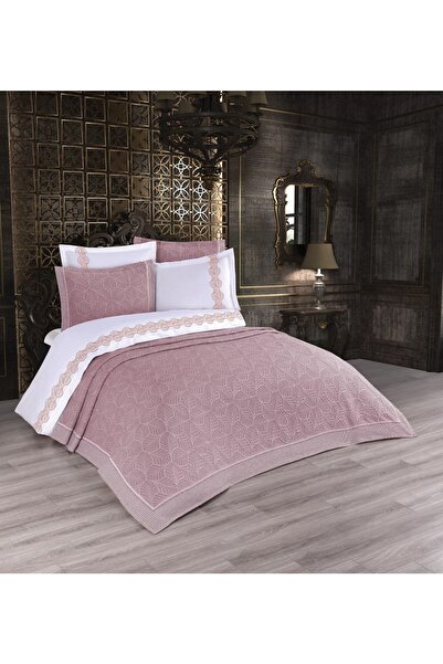 Finezza Freya Jacquard Embroidered Cotton Duvet Cover Burgundy Bridal Set 9 P...