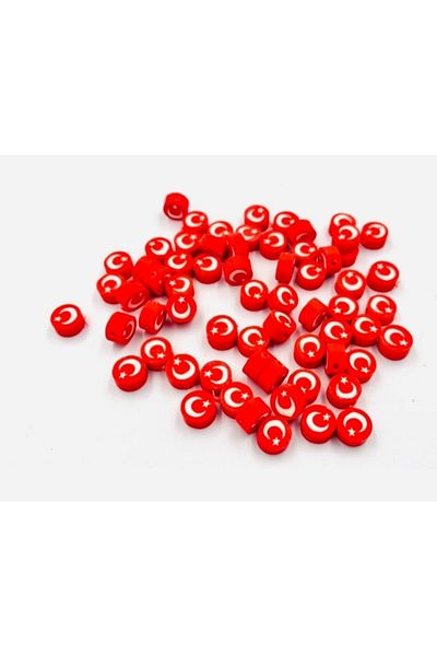 yiğit aksesuar Fimo Beads with Turkish Flag 100 Pieces