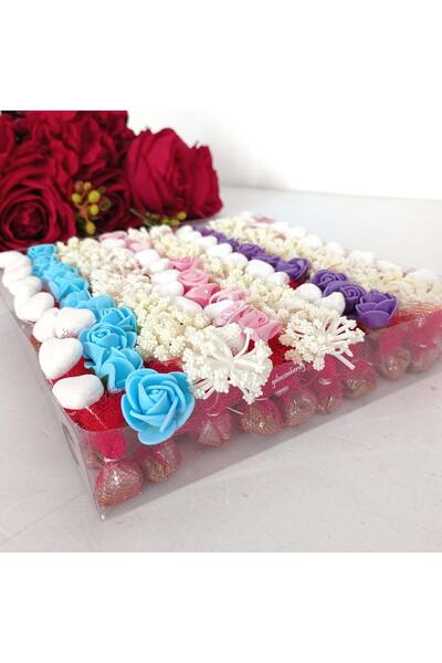 Gelincimherşey Pack of 100 Mixed Roses, Cream, Pieces, White Hearts, Packaged Gift Henna
