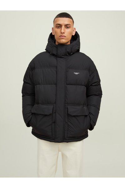 Jack & Jones Jack Jones Erkek Kapüşonlu Önden Cepli Kışlık Mont 12215144
