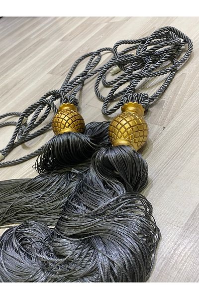 Fon Dünyası Background Curtain Ceiling Tie Accessory Tufted Anthracite (2pcs)
