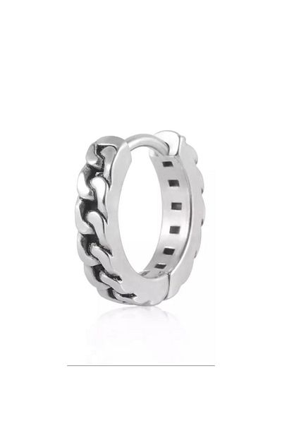 Jaida Moda Unisex Gray Chain Design Vintage Sports Steel Hoop Earrings