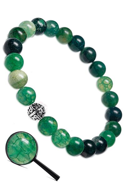 Tesbih Atölyesi Certified Water Green Agate Stone Bracelet (with silver attachment)