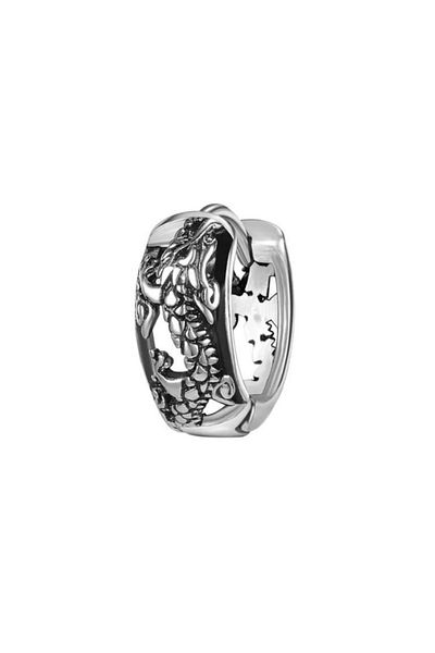 Jaida Moda Unisex Gray Retro Biker Sports Steel Hoop Earrings