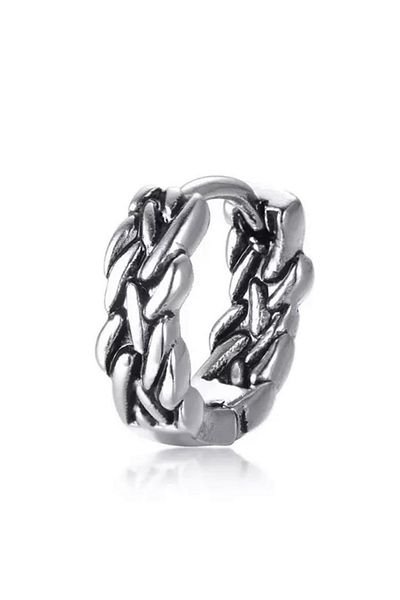 Jaida Moda Unisex Gray Interlocking Antique Retro Sports Steel Hoop Earrings