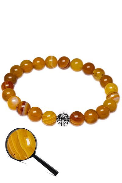 Tesbih Atölyesi Aaa Quality Orange Agate Jewelled Bracelet - Silver Apparatus