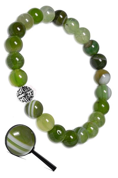Tesbih Atölyesi Certified Aaa Quality Tea Green Agate Stone Bracelet (with silver attachment)