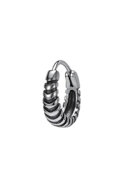 Jaida Moda Unisex Gray Tribal Striped Antique Model Retro Steel Hoop Earrings