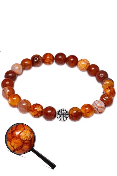 Tesbih Atölyesi Aaa Quality Orange Agate Jewelled Bracelet - Silver Apparatus