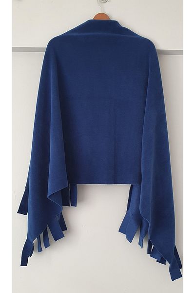 GÜN&AY TEKSTİL Dark Blue Winter Fleece Shawl-Shoulder Shawl