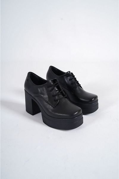 bolemo Pantofi Oxford cu șireturi cu toc pentru femei negre