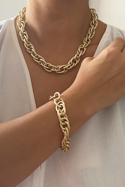 Liveyn Design مجموعة سوار وقلادة بسلسلة لامعة