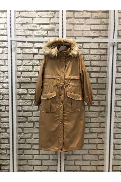 Asmiray Жіночий пальто з кишенями, шнурком на талії, капюшоном і хутром 13938...