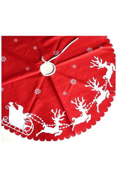 QUEEN AKSESUAR New Year Christmas Luxury Deer Santa Claus Pattern Red Pine Tree Skirt Cover