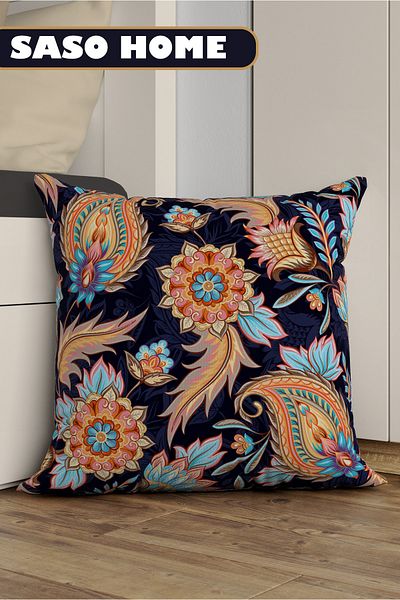 SasoHome Sun Dream Turquoise Tulips - Tulip Patterned Decorative Gift Throw Pillow - Pillow Case