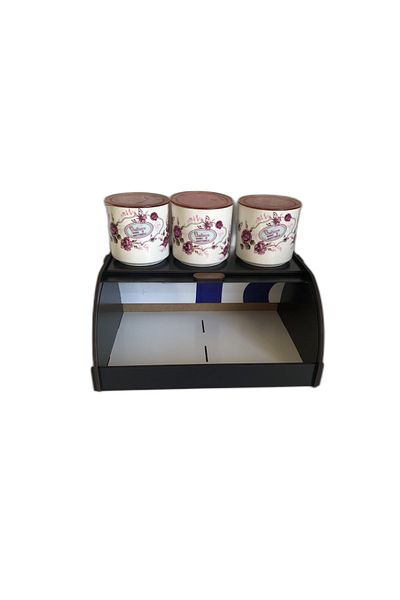 dehaberk Bread Box, Black Color Wooden Bread Box, Wooden Bread Storage Cabinet with Cover, Bread Box