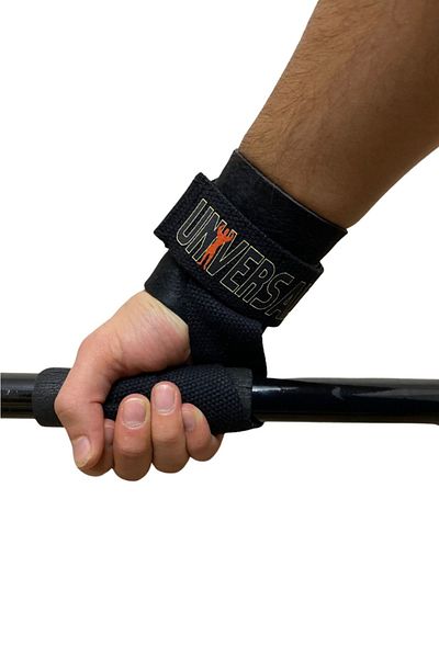 DSport حزام رفع الأثقال مع سوار المعصم Big Rıch Grip Pro Lifting Straps باللون الأسود