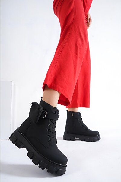 Weynes Γυναικείες μαύρες τσέπες για πορτοφόλι, αδιάβροχες μπότες και μποτάκια με φερμουάρ Wsb0210