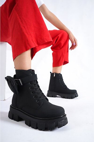 Weynes Γυναικείες μαύρες τσέπες για πορτοφόλι, αδιάβροχες μπότες και μποτάκια με φερμουάρ Wsb0210