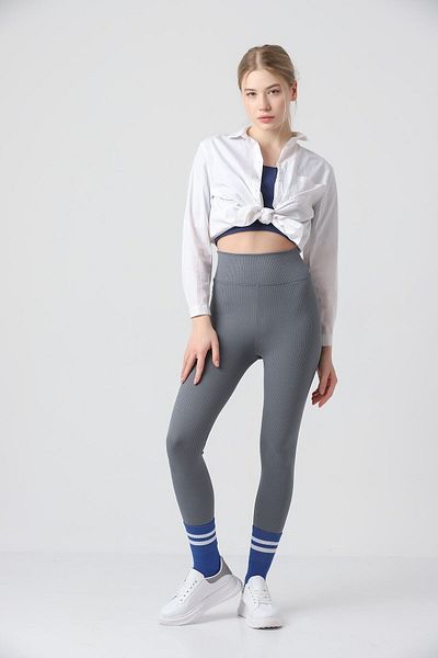 unbranded Taytium Anthracite Sports Ribbed Recovery Women's Tights