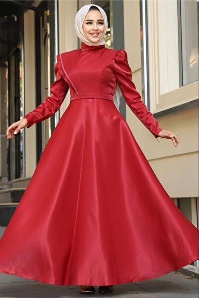 Puane Abiye Elbise Bordo