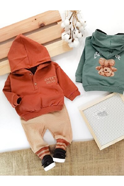 Cimcime Bebe Sweet Bear Kapüşonlu Bebek Takım