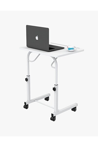Depolife Tekerlekli Notebook Laptop Çalışma Sehpası Eğim Ve Yükseklik Ayarlı Akrobat Ders Yemek Çekyat Masası