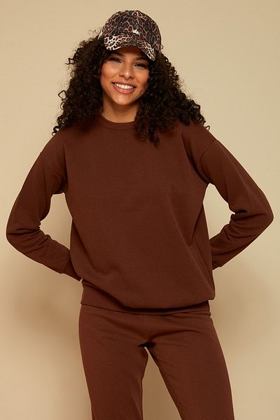 Select Moda Γυναικείο Καφέ Πλεκτό Φούτερ Basic