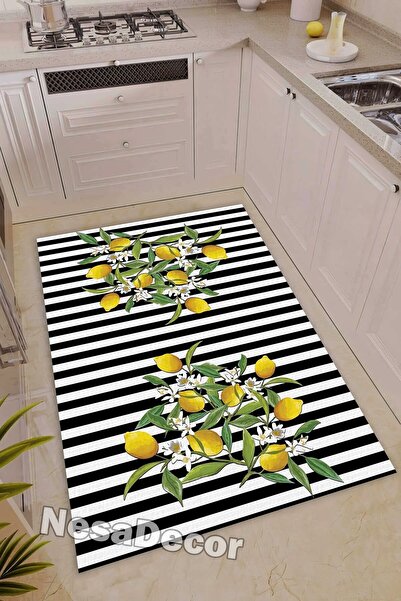 NesaDecor Limon Desenli Hd Dijital Baskılı Şönil Taban Leke Tutmaz Modern Mut...