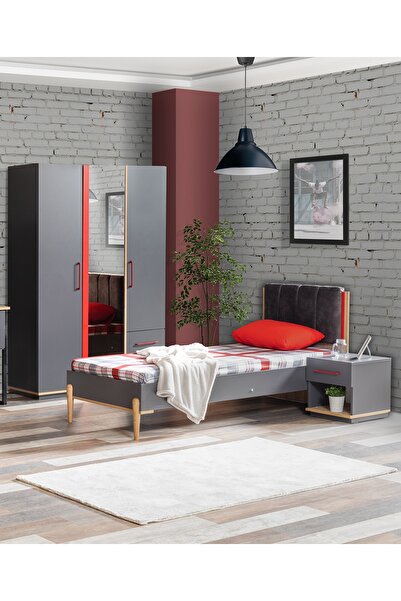 Setay Antre Genç Odası - 3 Kapılı Dolap, Karyola, Komodin