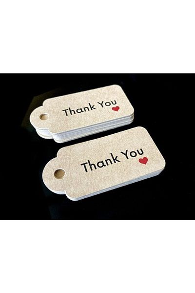 anka design Kraft Perforated Labels (7x3cm) 25 Pieces - Thank You