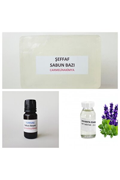 CARMELİNA 1kg Şeffaf Sabun Bazı ,turkuaz Sabun Boyasi Ve Lavanta Esansı