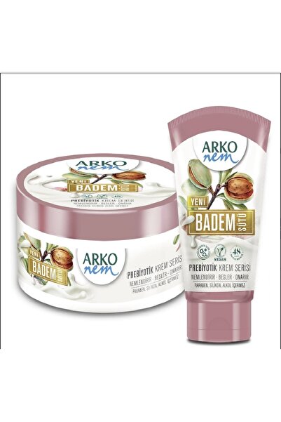 ARKO حليب اللوز من سلسلة كريم بريبيوتيك - 60 مل + 250 مل مجموعة اللوز المرطب